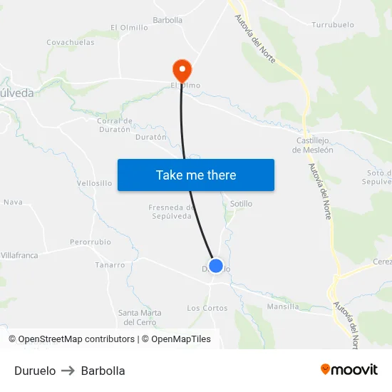 Duruelo to Barbolla map