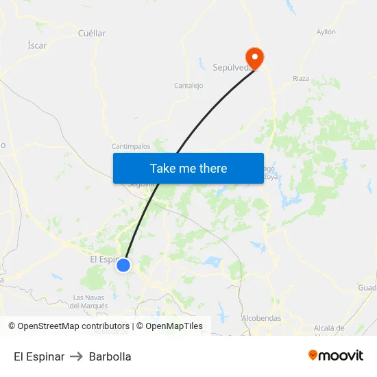 El Espinar to Barbolla map