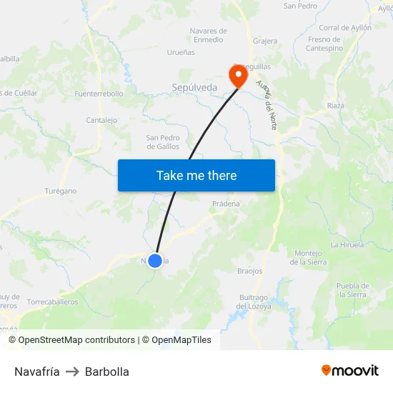 Navafría to Barbolla map