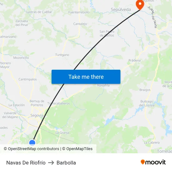 Navas De Riofrío to Barbolla map