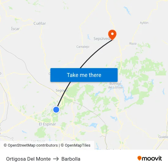 Ortigosa Del Monte to Barbolla map