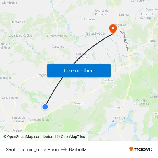 Santo Domingo De Pirón to Barbolla map
