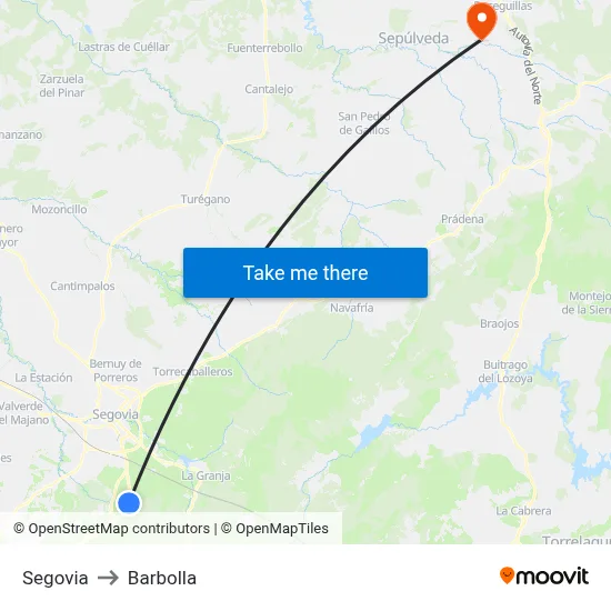 Segovia to Barbolla map