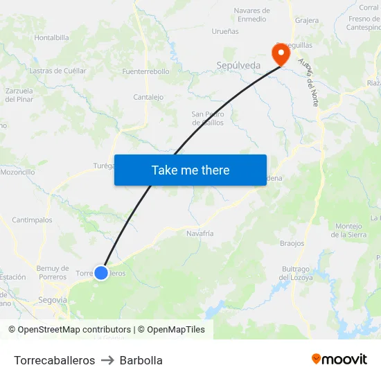 Torrecaballeros to Barbolla map