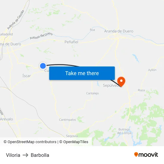 Viloria to Barbolla map