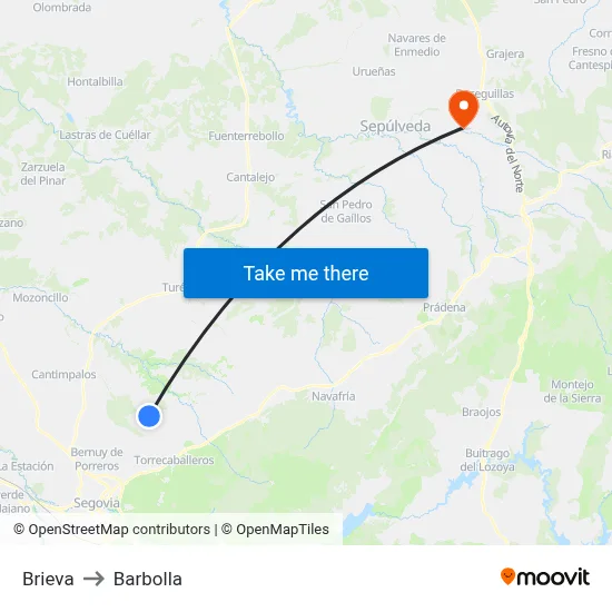 Brieva to Barbolla map