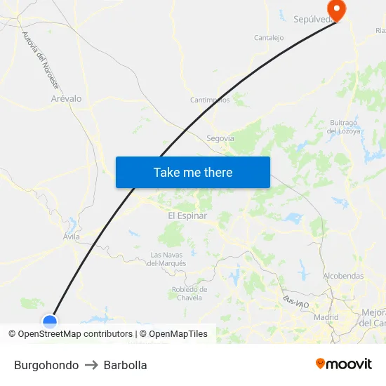 Burgohondo to Barbolla map