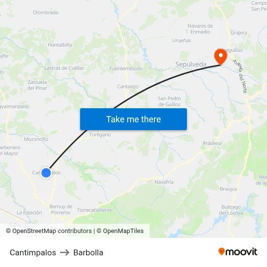 Cantimpalos to Barbolla map