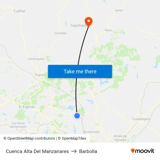 Cuenca Alta Del Manzanares to Barbolla map