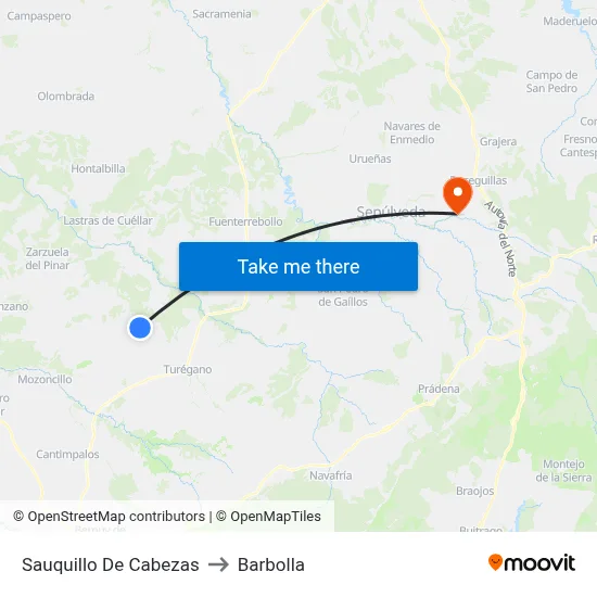 Sauquillo De Cabezas to Barbolla map