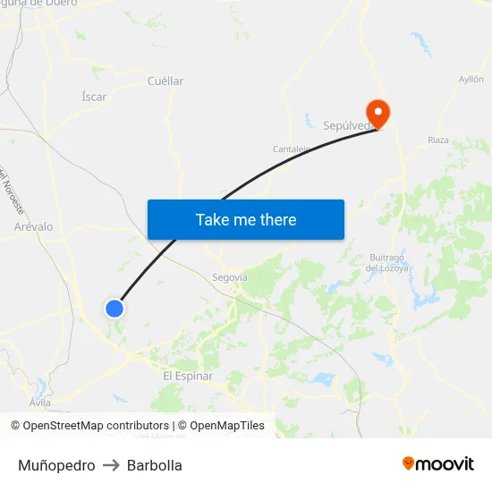 Muñopedro to Barbolla map