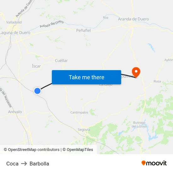 Coca to Barbolla map
