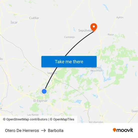 Otero De Herreros to Barbolla map