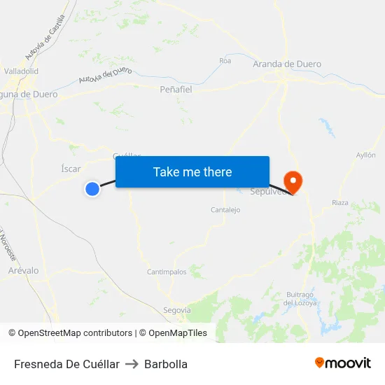 Fresneda De Cuéllar to Barbolla map