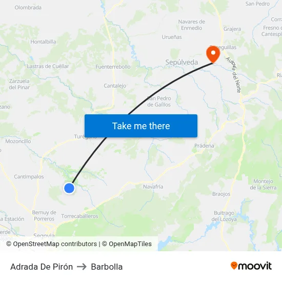 Adrada De Pirón to Barbolla map