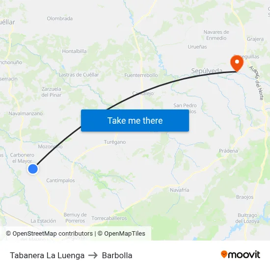 Tabanera La Luenga to Barbolla map