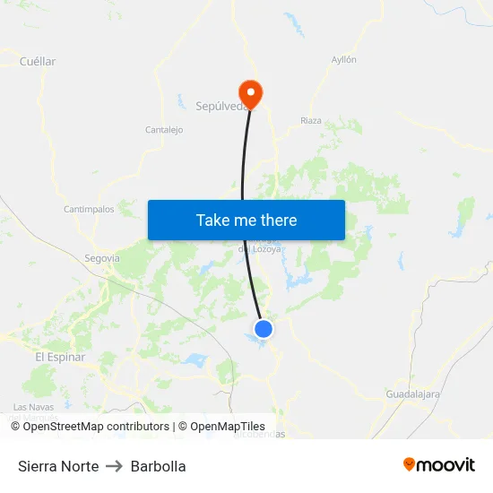 Sierra Norte to Barbolla map