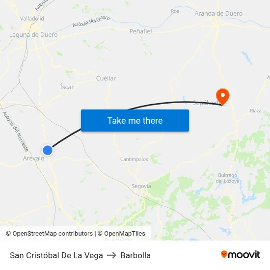 San Cristóbal De La Vega to Barbolla map