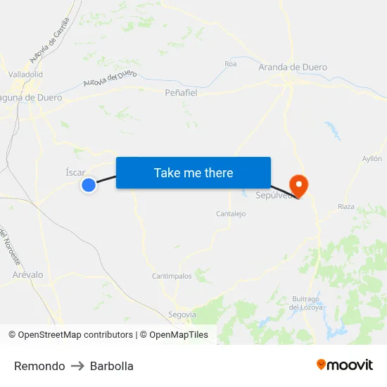 Remondo to Barbolla map