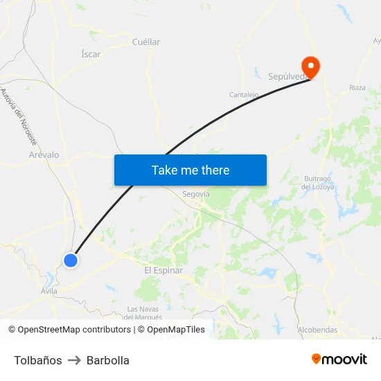 Tolbaños to Barbolla map