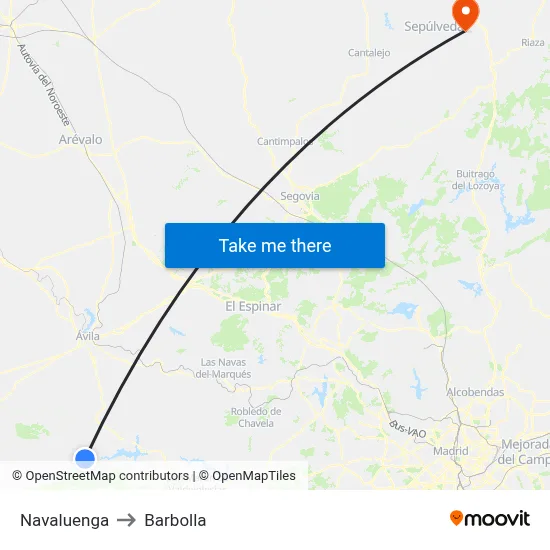 Navaluenga to Barbolla map