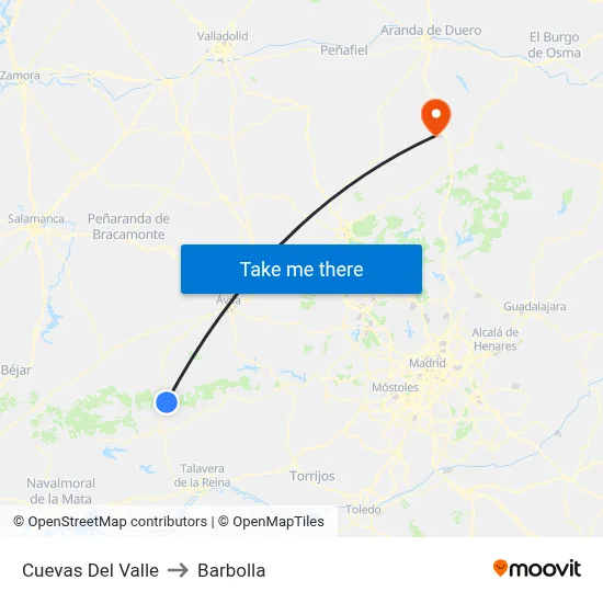 Cuevas Del Valle to Barbolla map