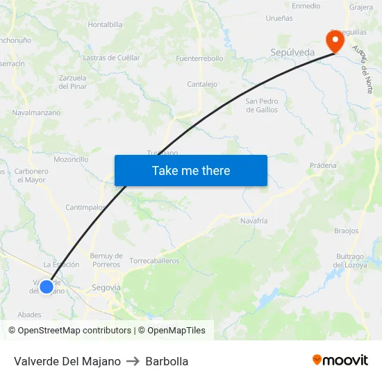 Valverde Del Majano to Barbolla map