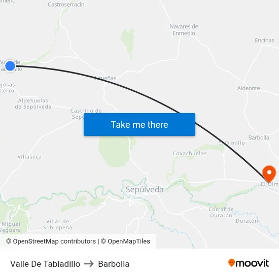 Valle De Tabladillo to Barbolla map