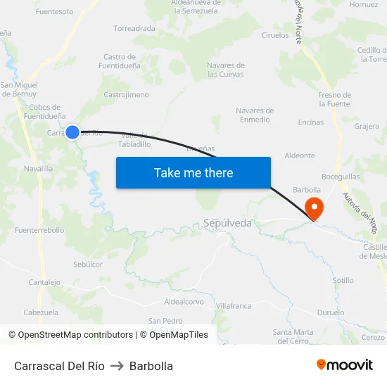Carrascal Del Río to Barbolla map