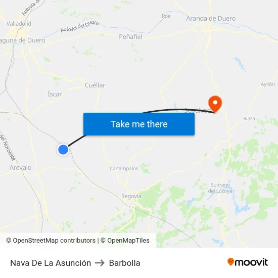 Nava De La Asunción to Barbolla map