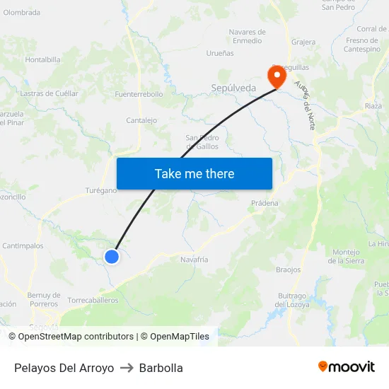 Pelayos Del Arroyo to Barbolla map