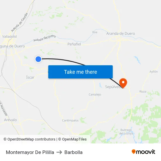 Montemayor De Pililla to Barbolla map
