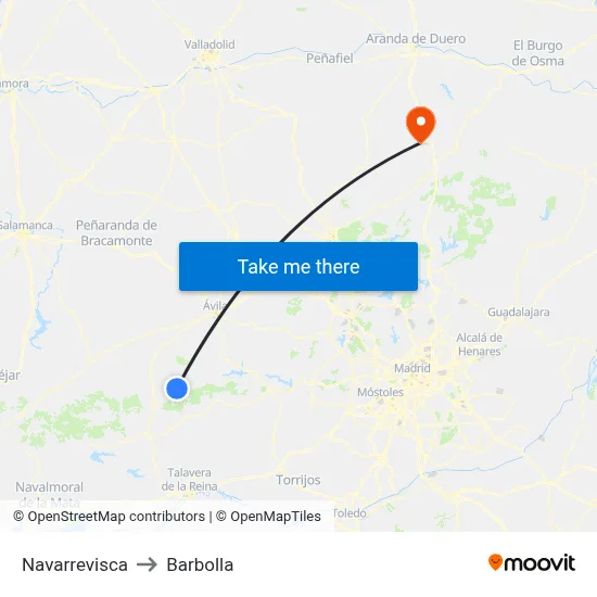 Navarrevisca to Barbolla map