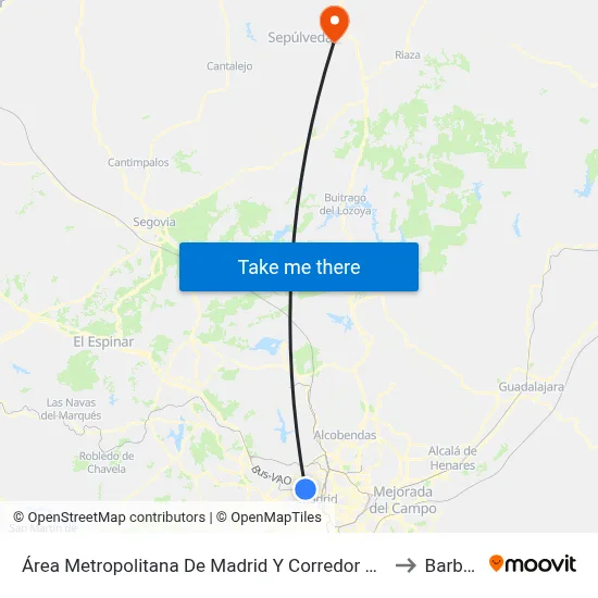 Área Metropolitana De Madrid Y Corredor Del Henares to Barbolla map