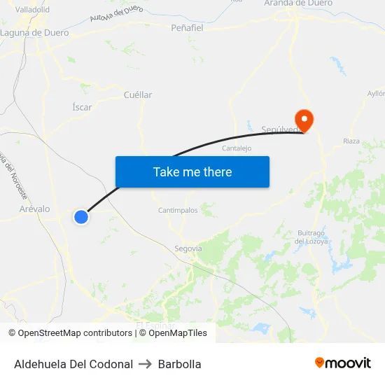 Aldehuela Del Codonal to Barbolla map