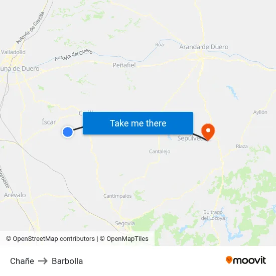 Chañe to Barbolla map