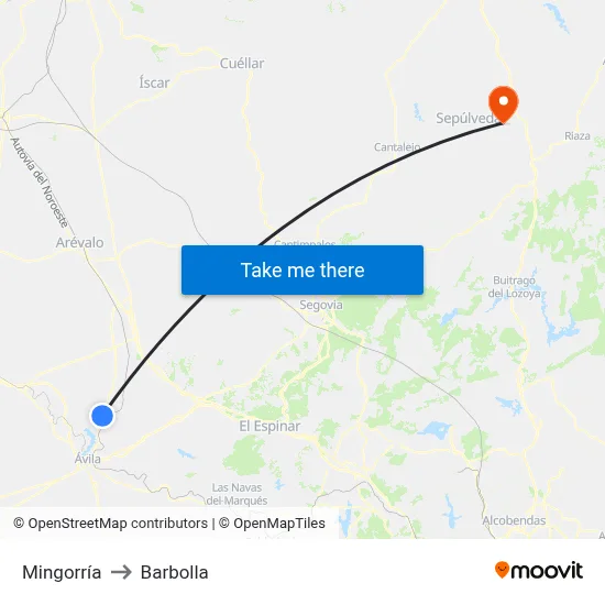 Mingorría to Barbolla map