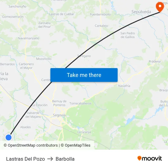 Lastras Del Pozo to Barbolla map