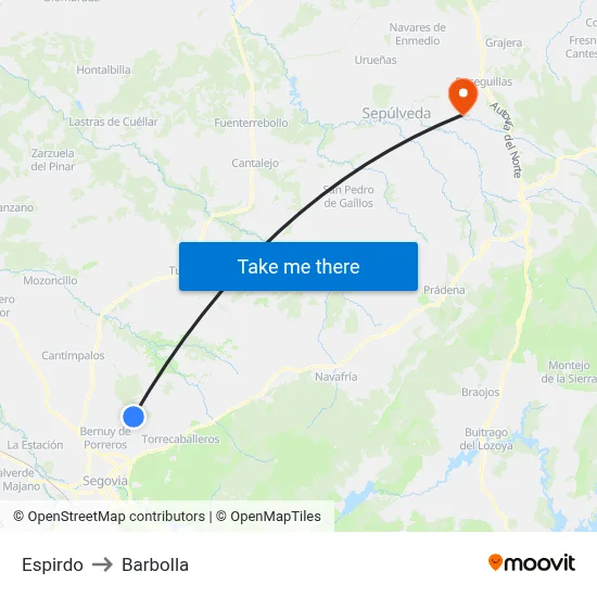 Espirdo to Barbolla map