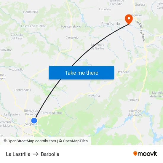 La Lastrilla to Barbolla map