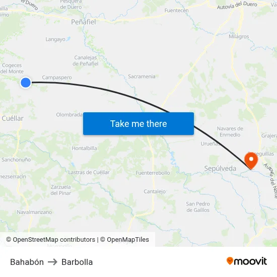 Bahabón to Barbolla map