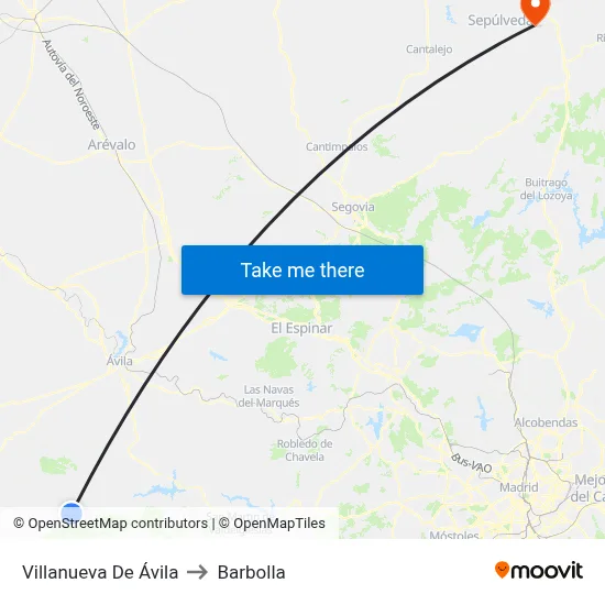 Villanueva De Ávila to Barbolla map