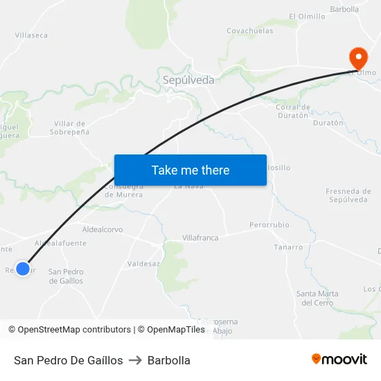 San Pedro De Gaíllos to Barbolla map