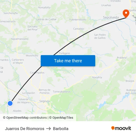 Juarros De Riomoros to Barbolla map