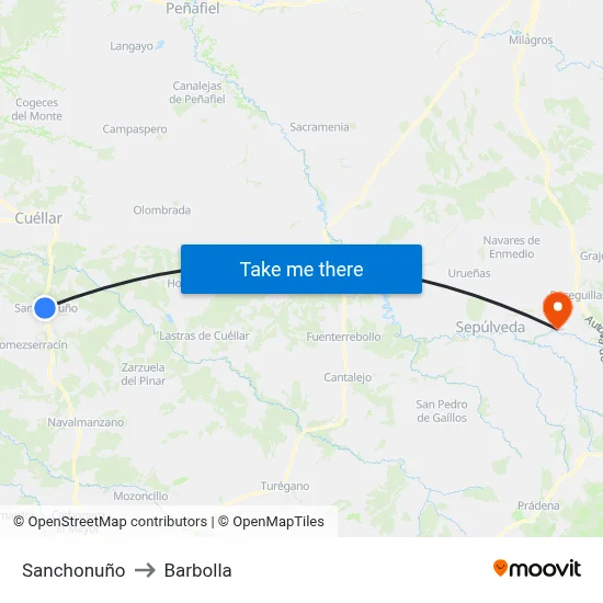 Sanchonuño to Barbolla map