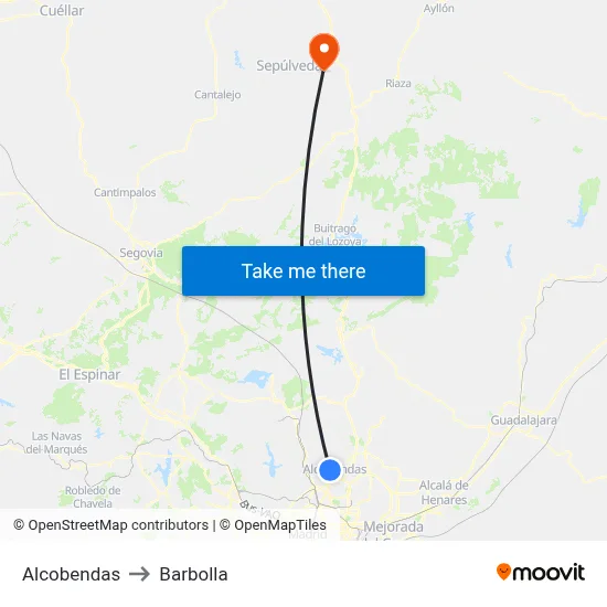 Alcobendas to Barbolla map
