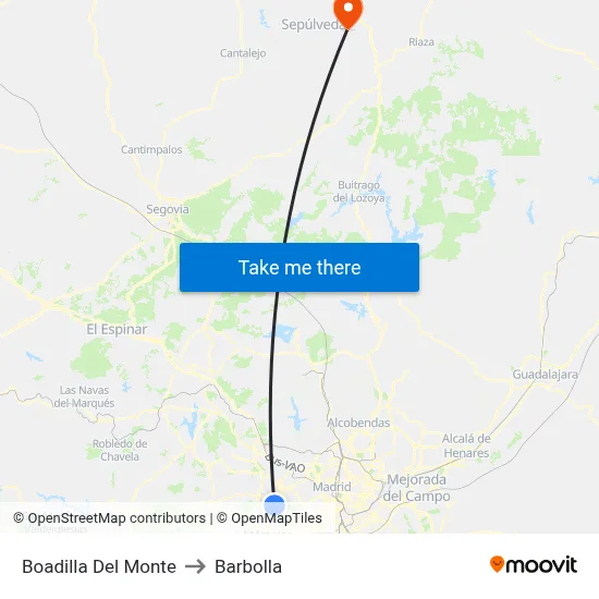 Boadilla Del Monte to Barbolla map