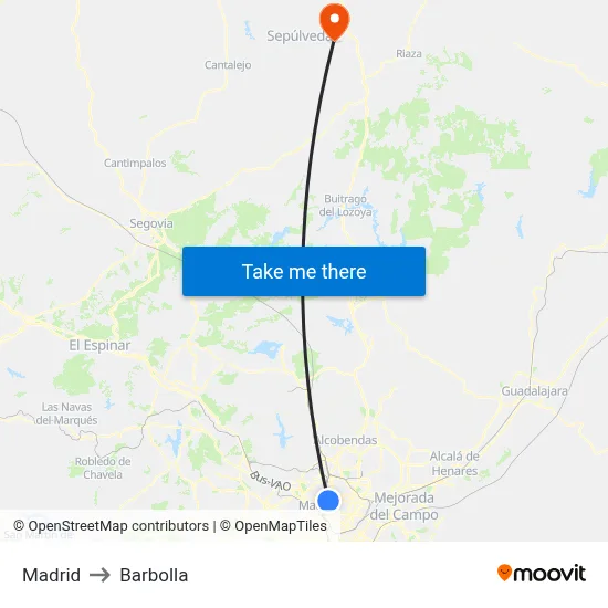 Madrid to Barbolla map