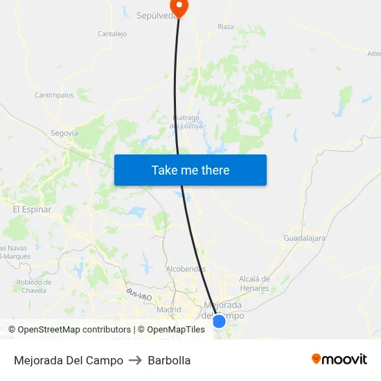 Mejorada Del Campo to Barbolla map