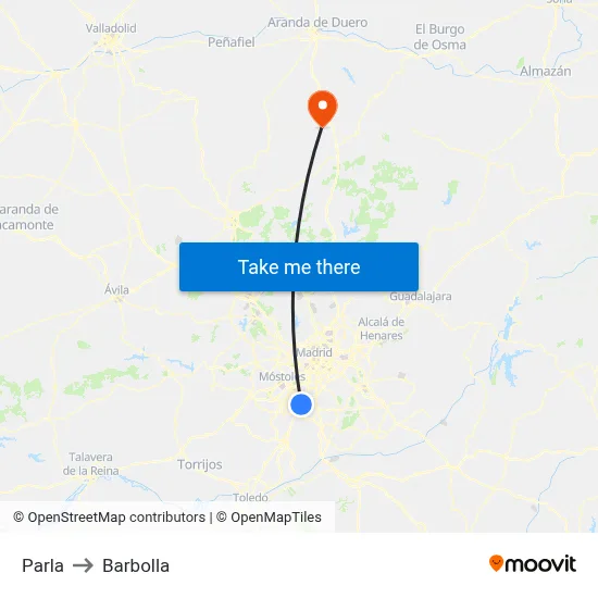 Parla to Barbolla map